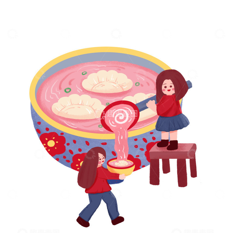 源文件下载【趣麦麦图】冬至饺子卡通女孩元素