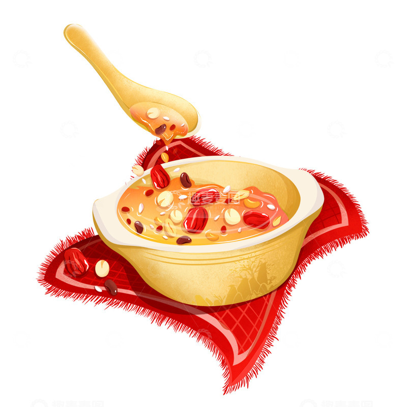 源文件下载【趣麦麦图】腊八粥传统节气五谷杂粮插画元素