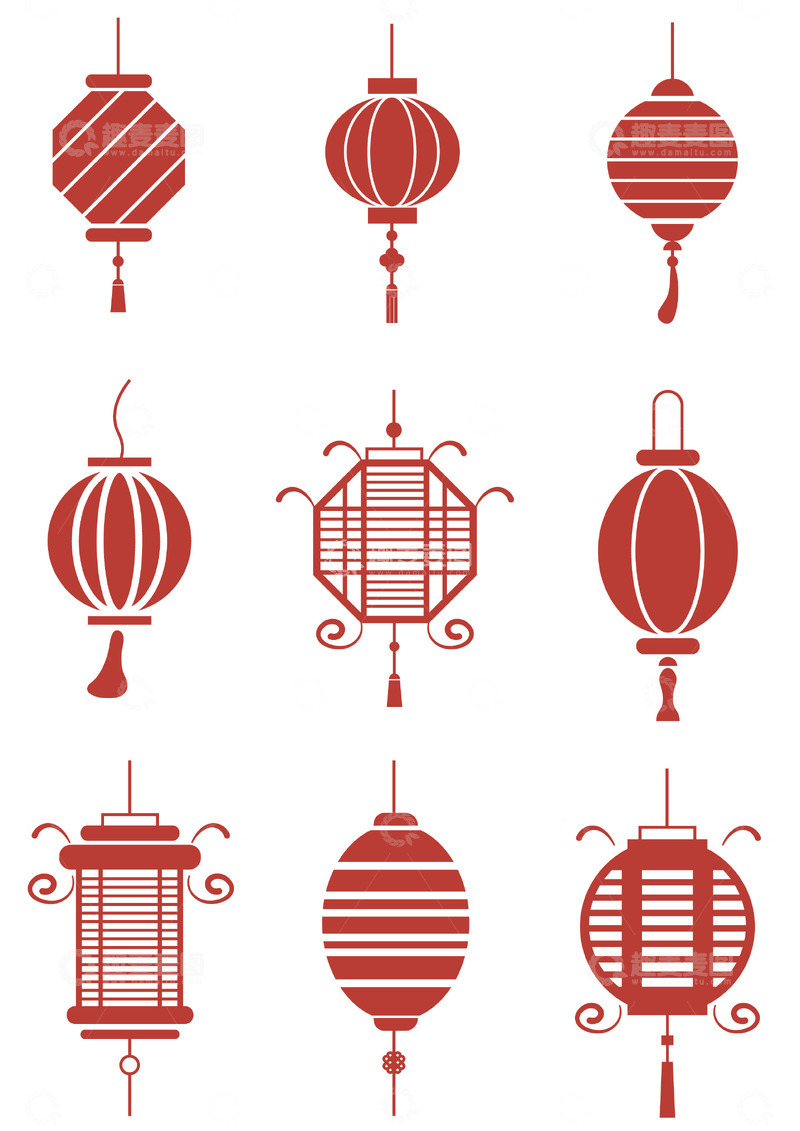 源文件下载【趣麦麦图】中式复古传统春节灯笼矢量元素