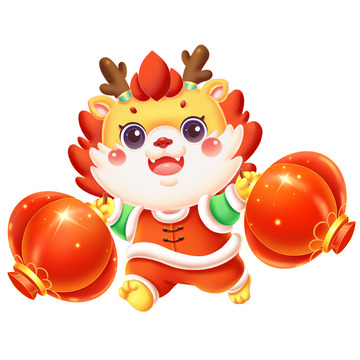 龙年IP卡通龙提灯笼春节喜庆装饰