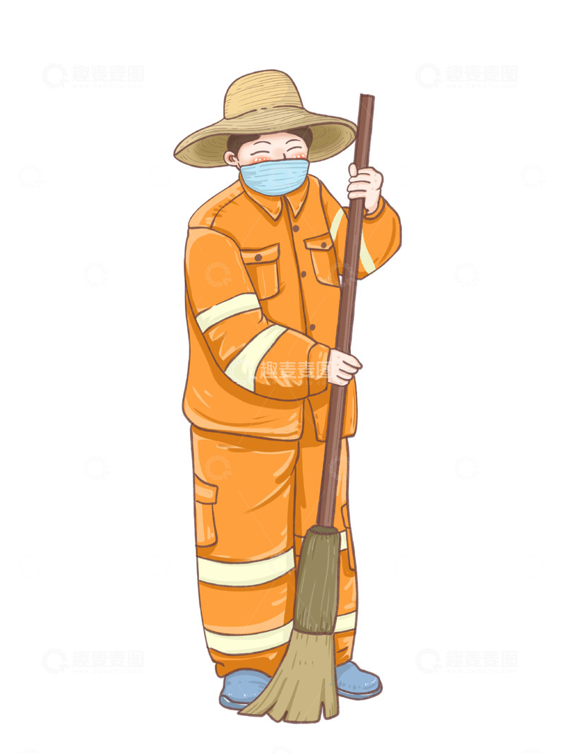源文件下载【趣麦麦图】工作的环卫工人