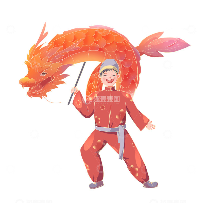 源文件下载【趣麦麦图】-龙年舞龙庆祝