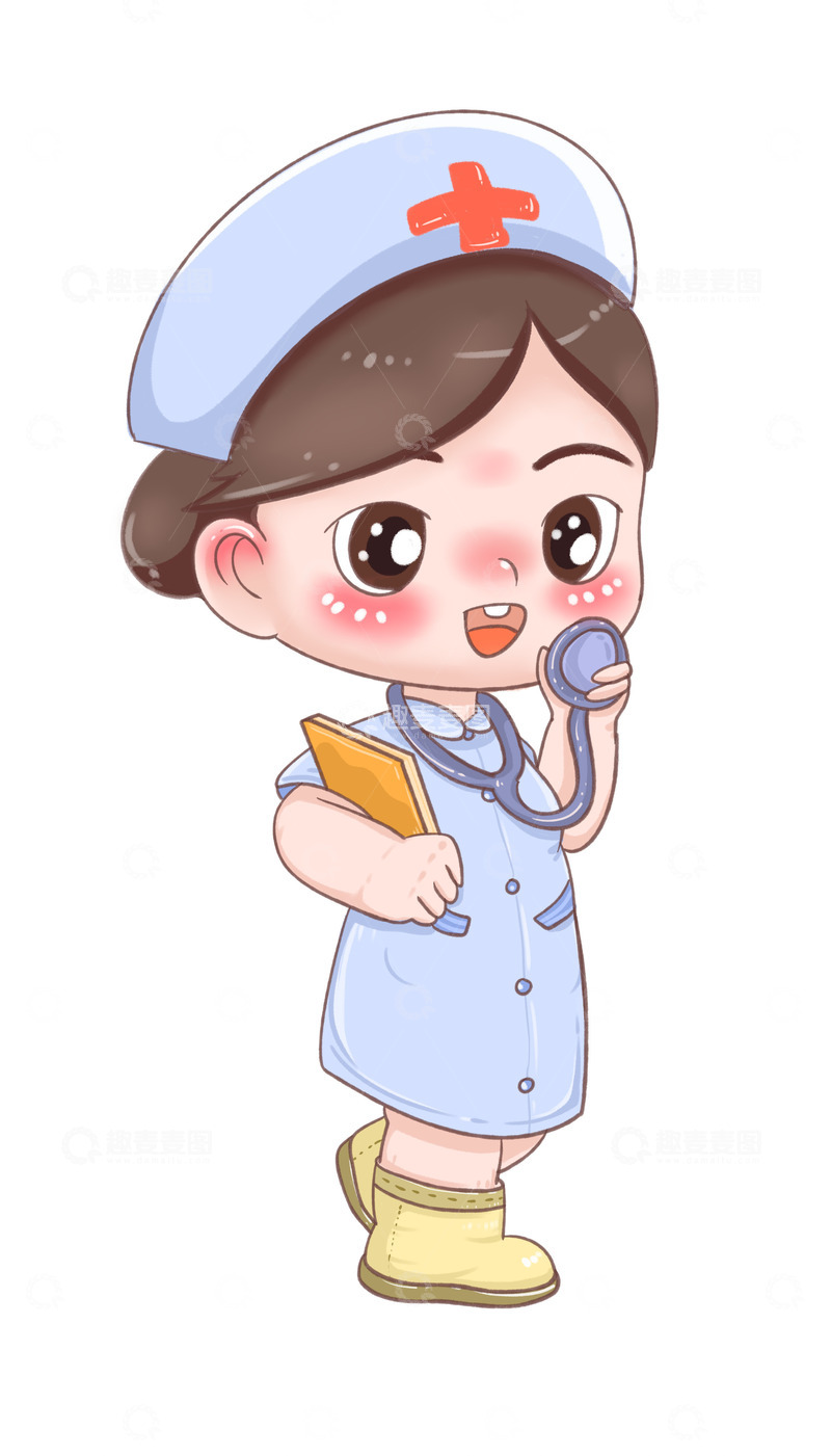 源文件下载【趣麦麦图】拿听诊器的护士姐姐
