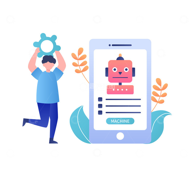 源文件下载【趣麦麦图】扁平简约机器人研发制造