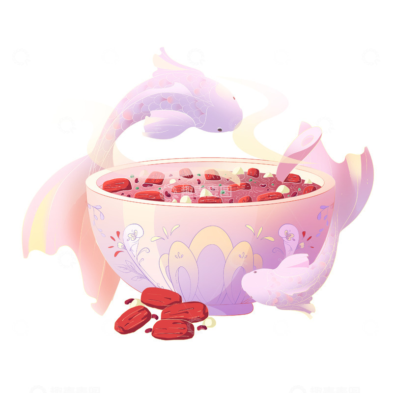 源文件下载【趣麦麦图】国潮简约腊八节美食腊八粥