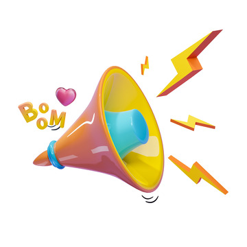 卡通喇叭号外3D促销元素