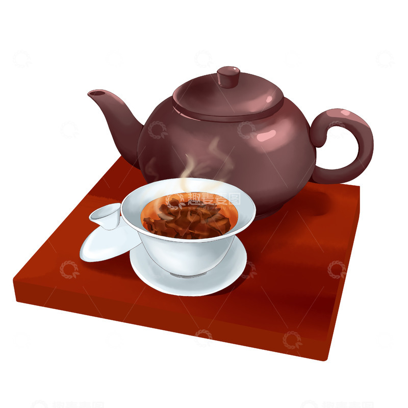 源文件下载【趣麦麦图】茶壶泡的热茶水