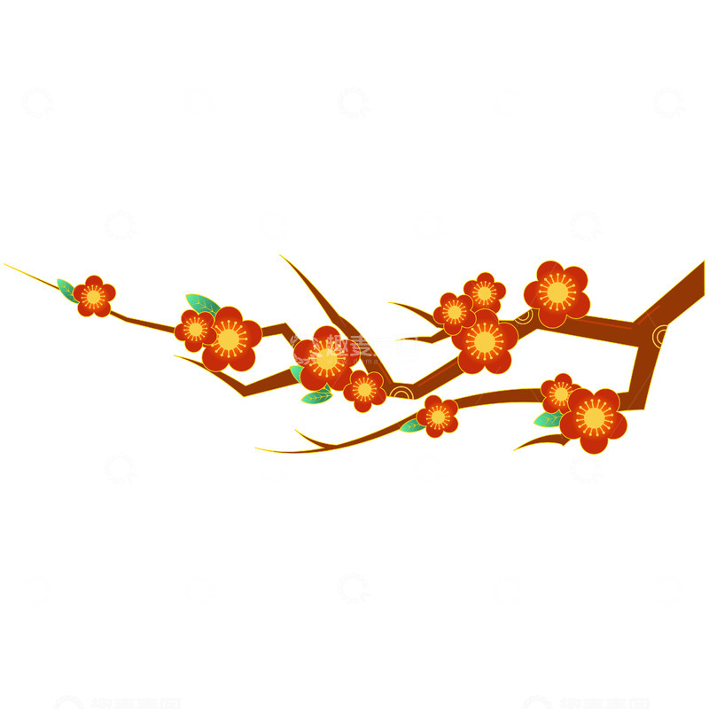 源文件下载【趣麦麦图】国潮风梅花新年冬季喜庆寒梅