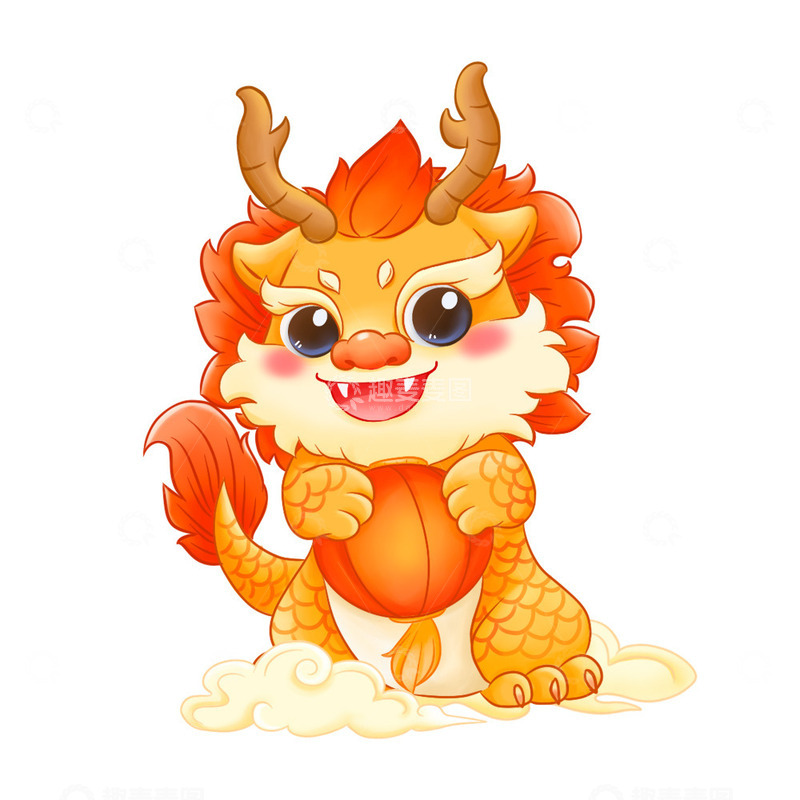 源文件下载【趣麦麦图】抱着灯笼的卡通中国龙