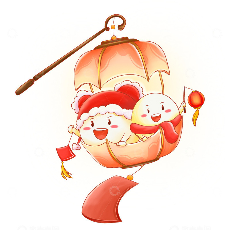 源文件下载【趣麦麦图】坐着花灯的拟人元宵
