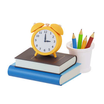 3D立体卡通书本文具闹钟免扣素材