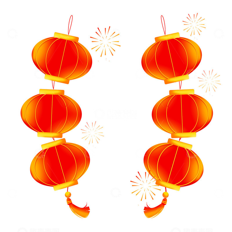 手绘红色喜庆灯笼海报装饰元素
