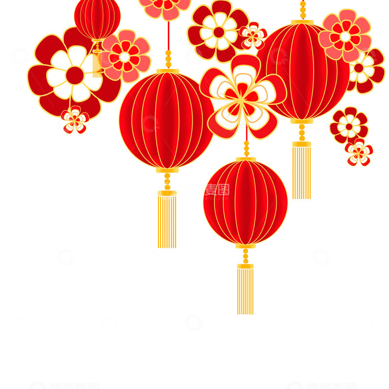 中国风花灯元宵节灯笼海报装饰元素