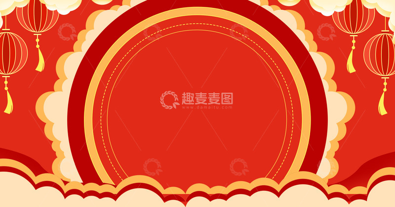源文件下载【趣麦麦图】2024龙年灯笼元旦联欢晚会舞台背景