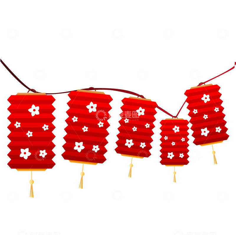 源文件下载【趣麦麦图】手绘灯笼悬挂装饰