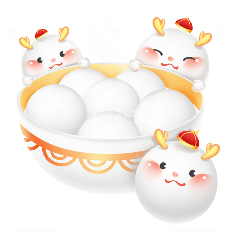 源文件下载【趣麦麦图】龙年春节元宵节吃元宵汤圆新春美食
