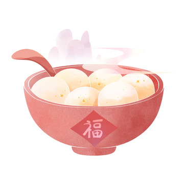 元宵节水彩复古汤圆