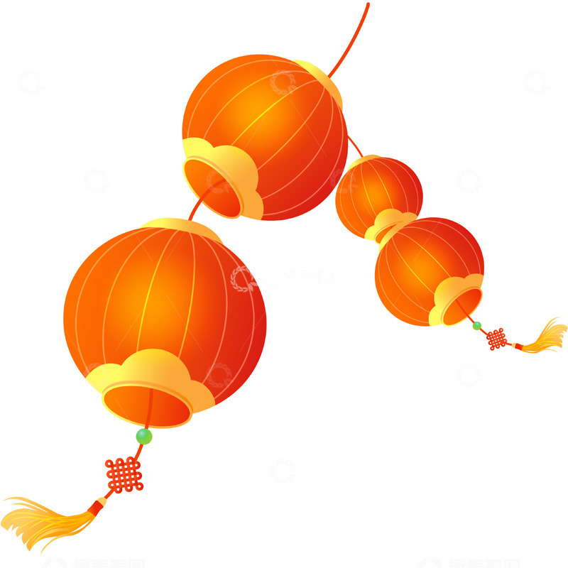 中国风国潮红色灯笼传统装饰矢量元素