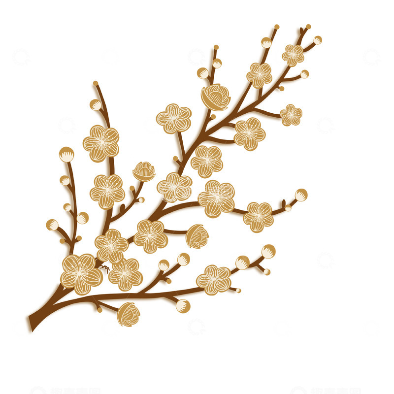 金色梅花手绘元素