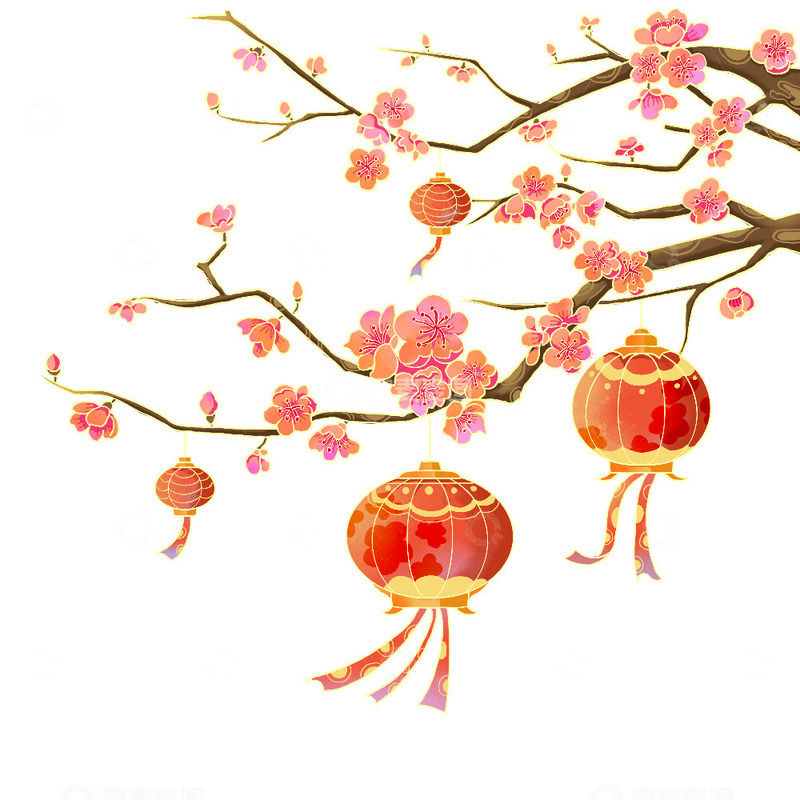 源文件下载【趣麦麦图】国潮风梅花灯笼