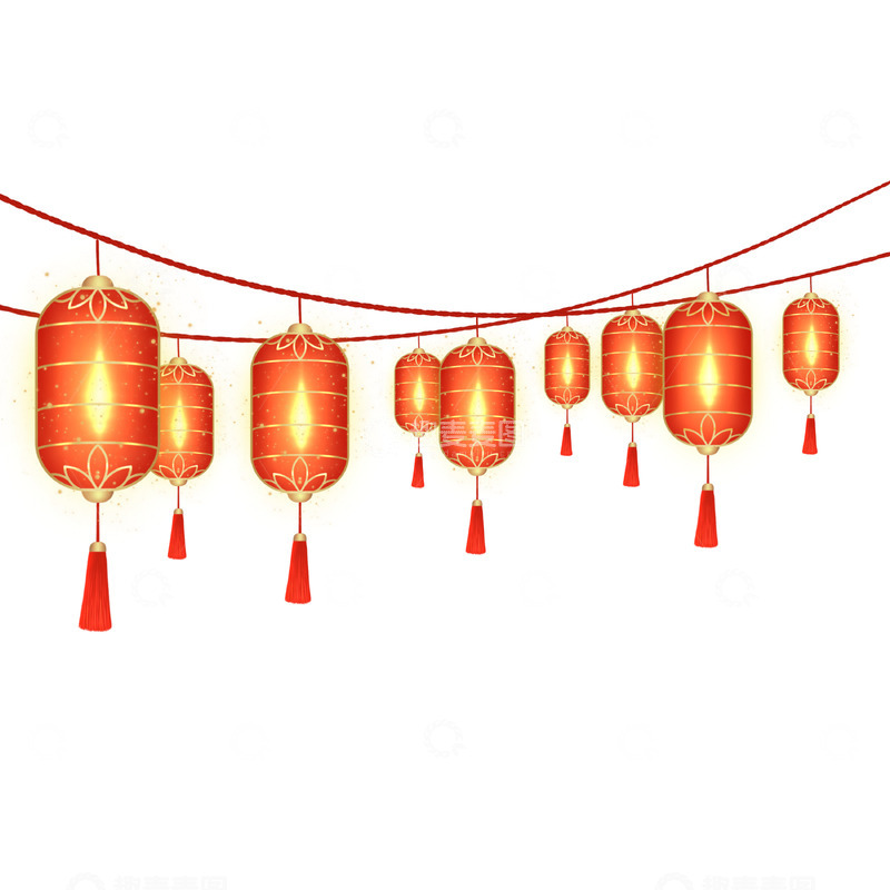 源文件下载【趣麦麦图】新年新春春节元宵元宵节发光灯笼