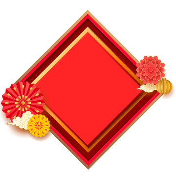 中式立体祥云边框