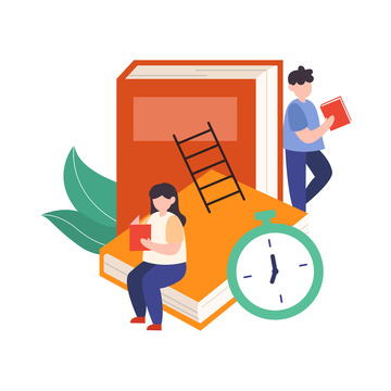 扁平看书学习的人物元素