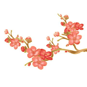 手绘插画国潮风梅花枝