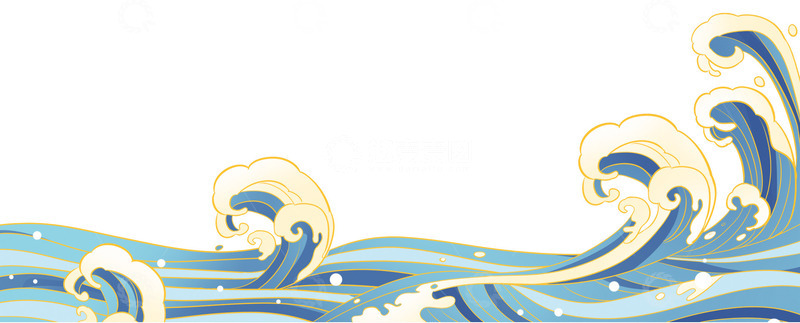 国潮海浪边框