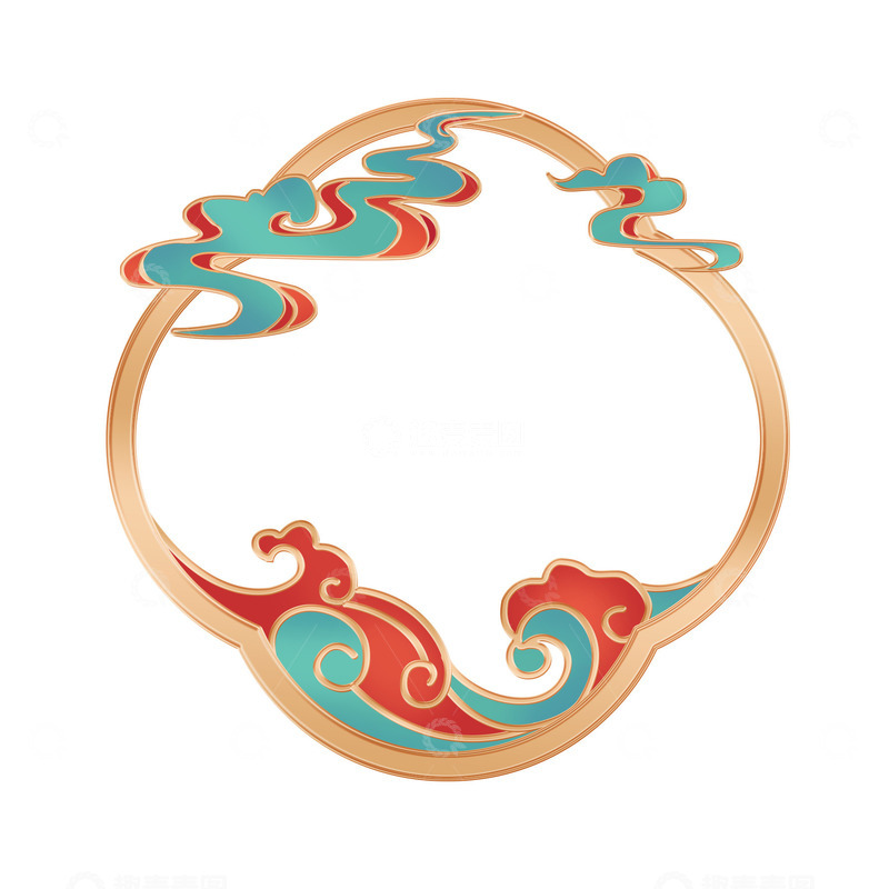 源文件下载【趣麦麦图】中式国潮云纹边框
