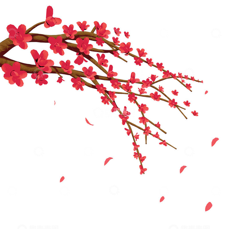 源文件下载【趣麦麦图】新年国风梅花插画元素
