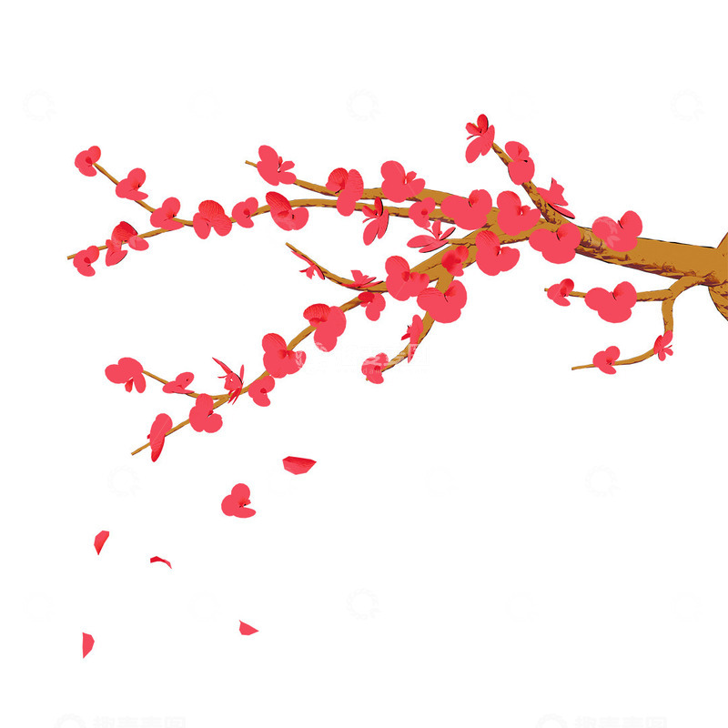 源文件下载【趣麦麦图】中国风冬天梅花元素
