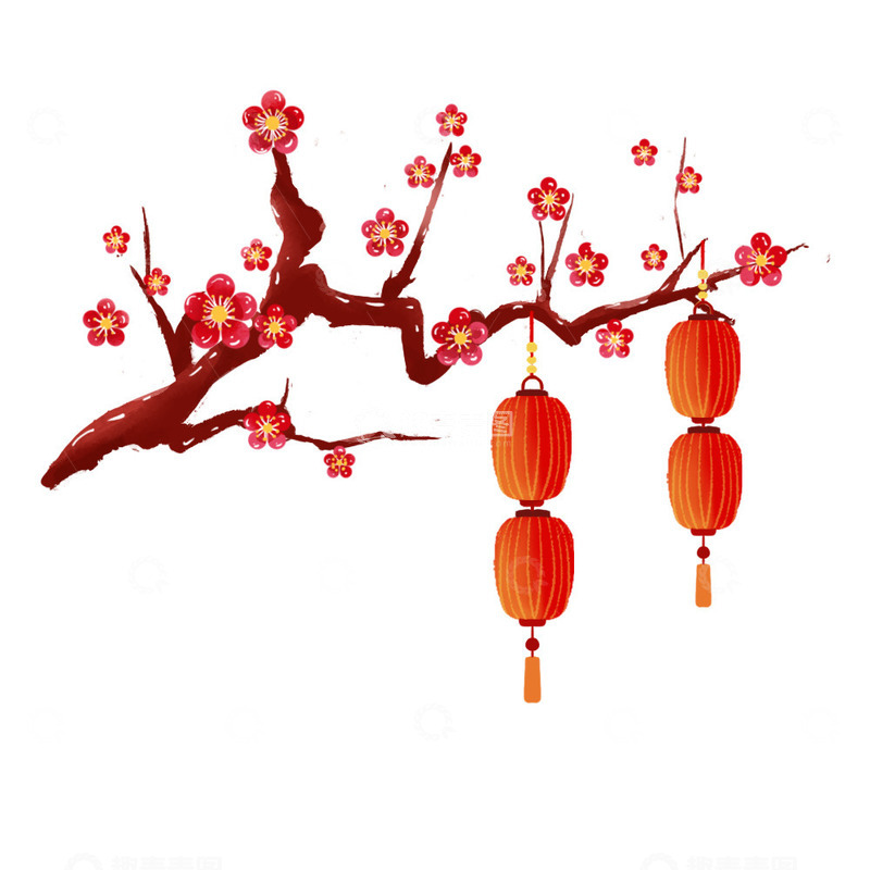 源文件下载【趣麦麦图】新春梅花灯笼元素