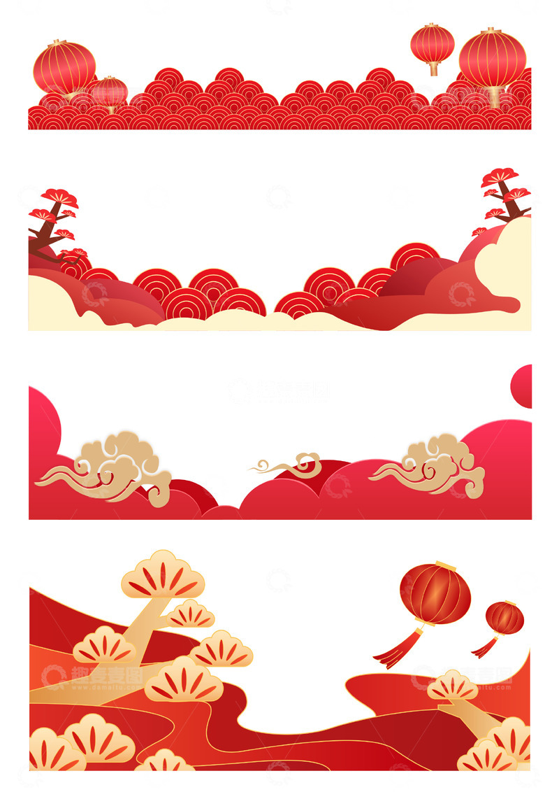 源文件下载【趣麦麦图】古风新年红色装饰