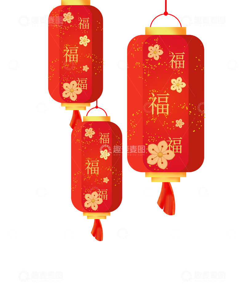 春节红色喜庆福字灯笼海报装饰