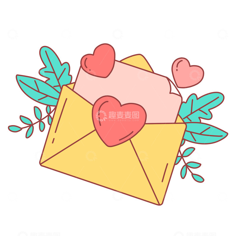 源文件下载【趣麦麦图】情人节表白情书贴纸