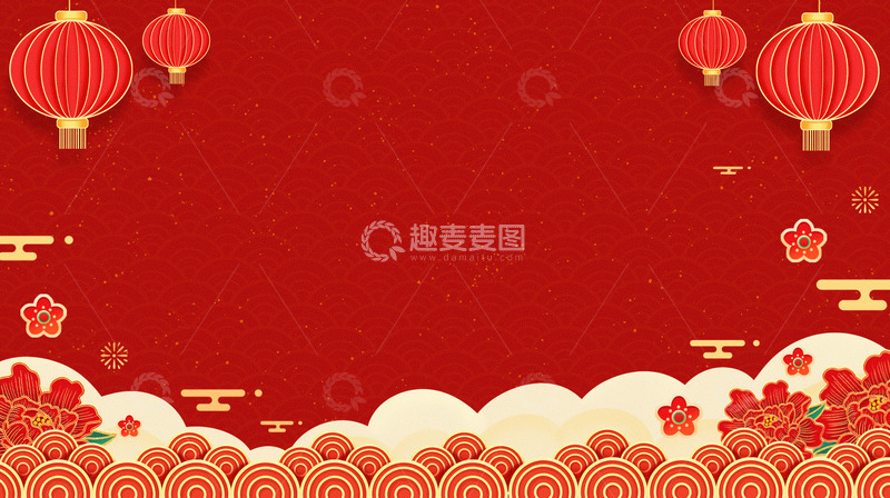 源文件下载【趣麦麦图】新年龙年红色中国风剪纸背景