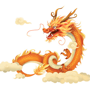 2024春节龙年s形金龙插画手绘素材