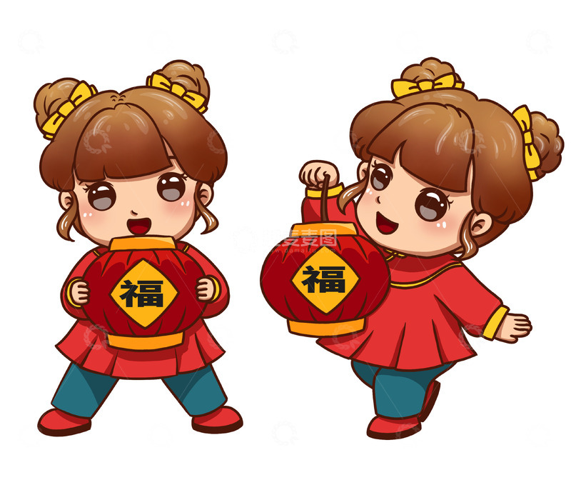 源文件下载【趣麦麦图】提灯笼的小女孩