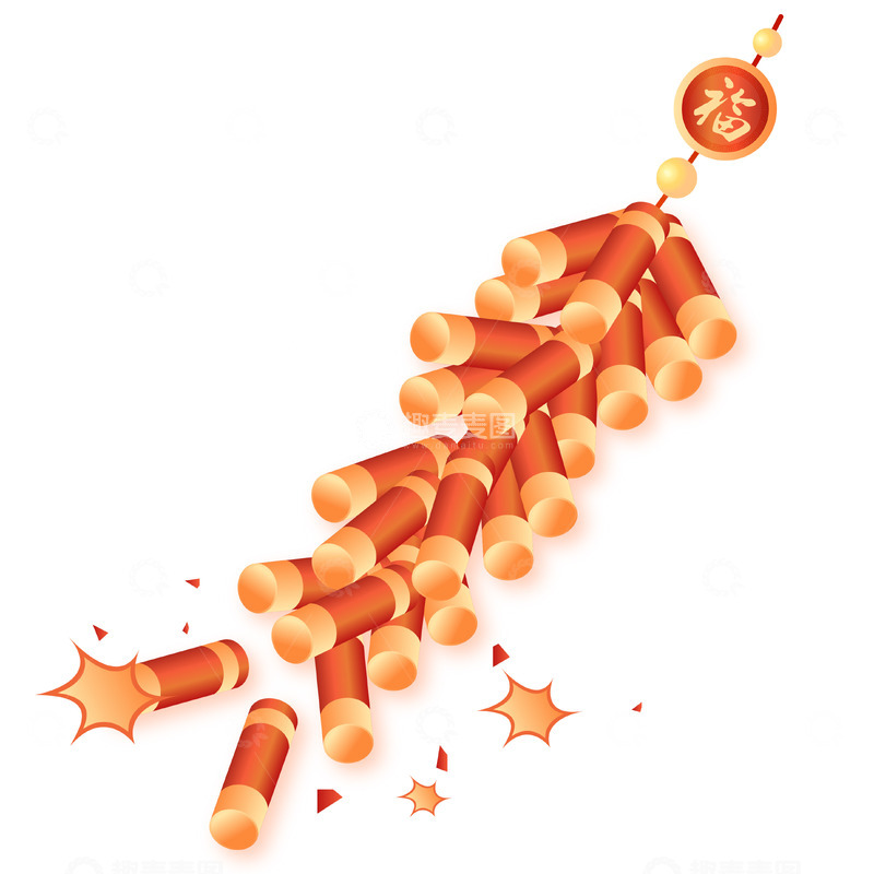 新年春节鞭炮挂饰传统装饰矢量元素