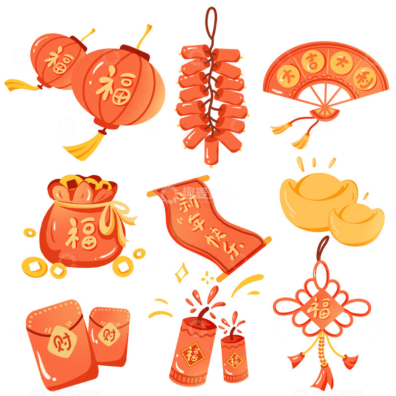 卡通新年元素合集