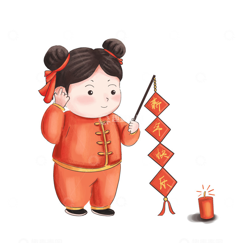 源文件下载【趣麦麦图】-福娃春节喜庆手绘卡通人物小孩儿