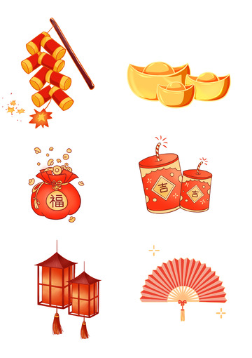 爆竹元宝福袋爆竹灯笼扇子