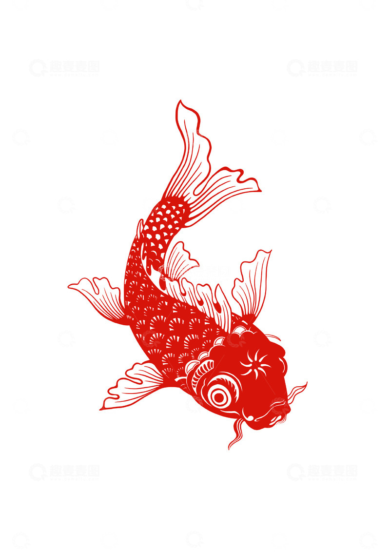 源文件下载【趣麦麦图】剪纸鲤鱼跃龙门
