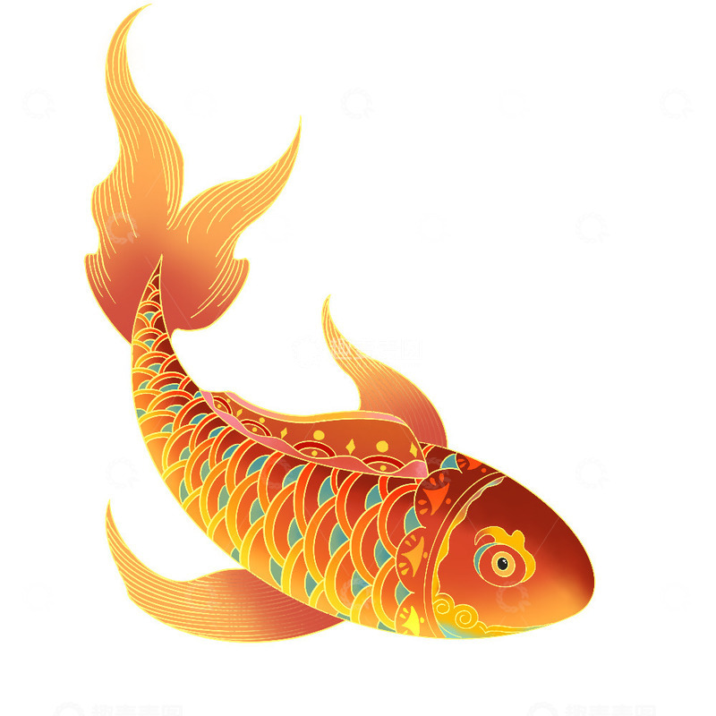 源文件下载【趣麦麦图】国潮风锦鲤元素
