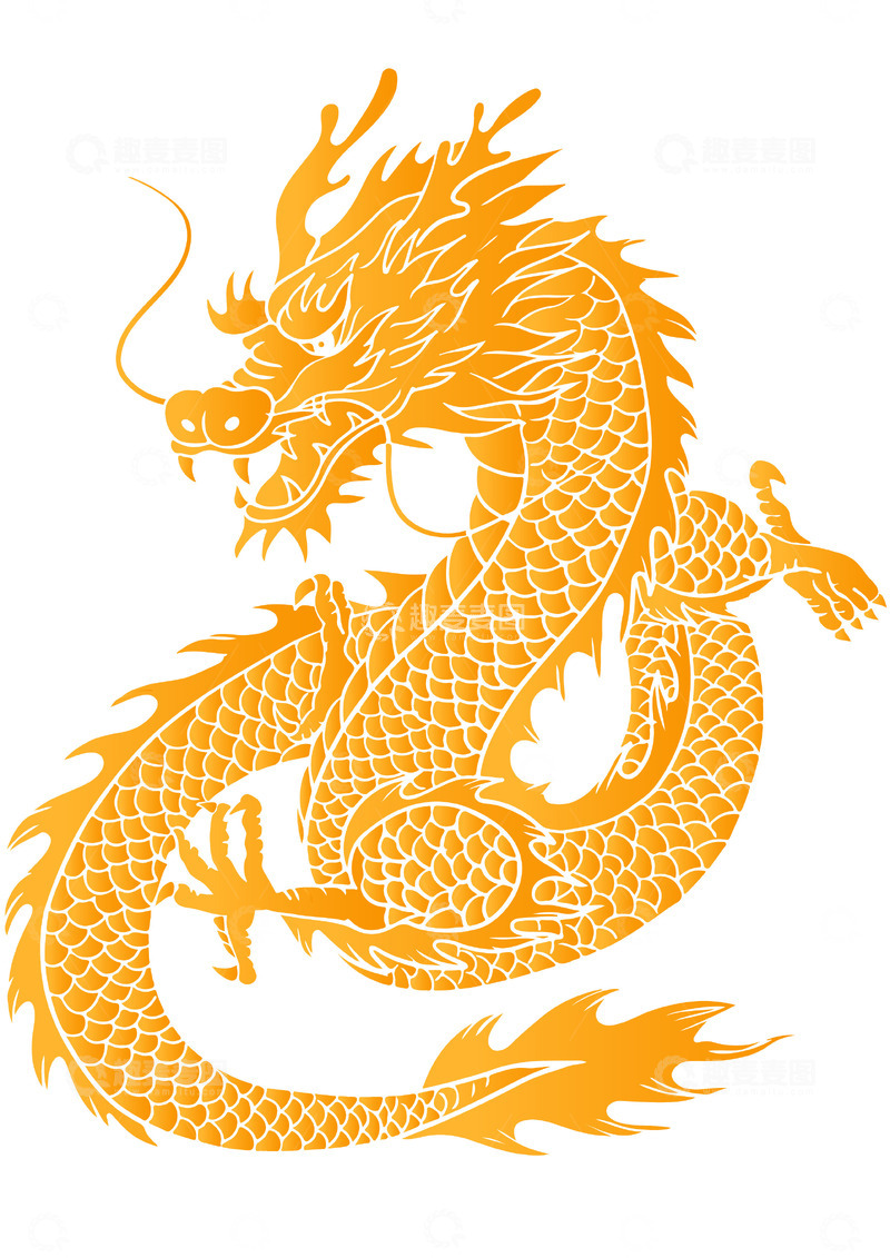 中国风金色龙形象插画装饰矢量元素