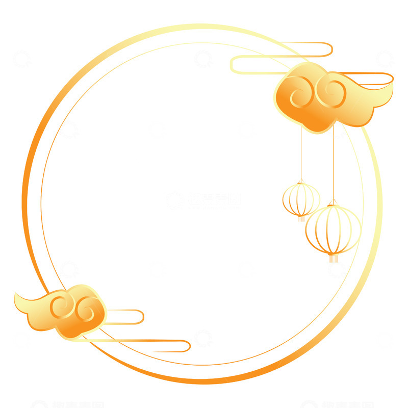 新年剪纸微立体祥云中式边框