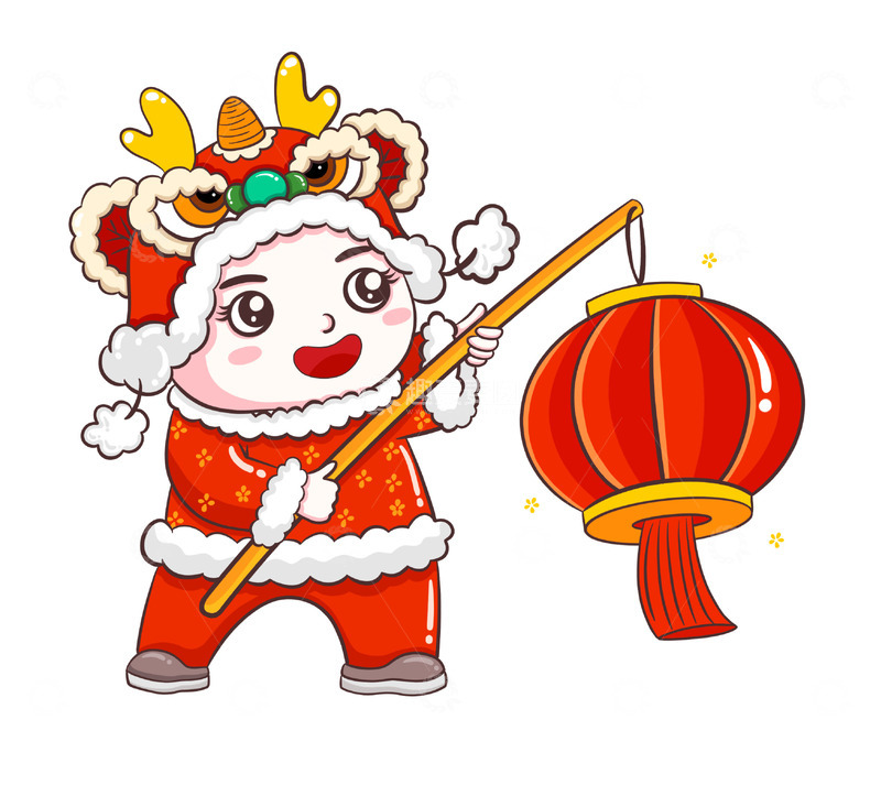 源文件下载【趣麦麦图】-福娃拿灯笼卡通人物