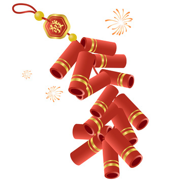 中国风红色鞭炮装饰矢量元素