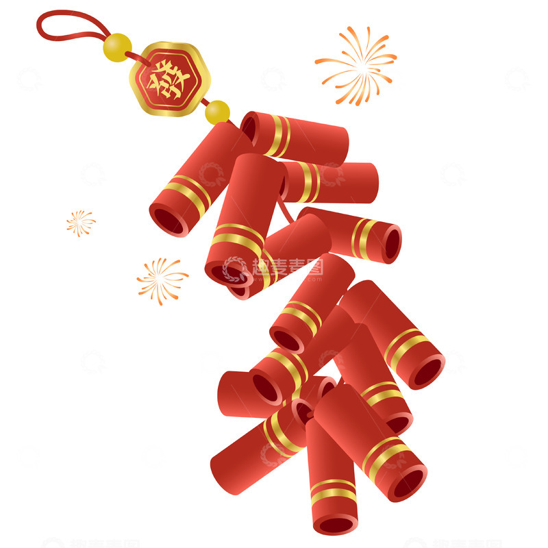 中国风红色鞭炮装饰矢量元素